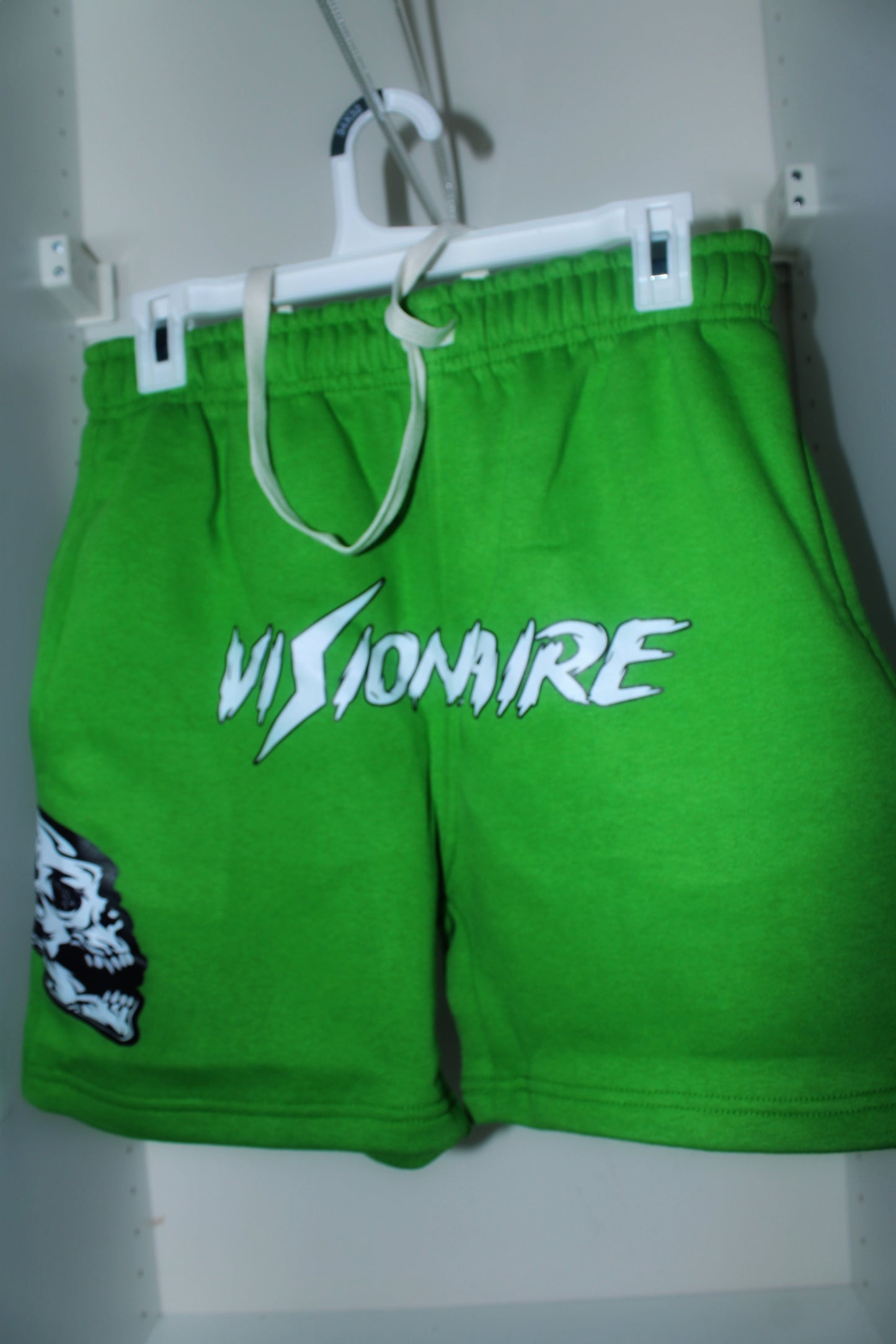 GREEN ViSiONAiRE SKULL SHORTS